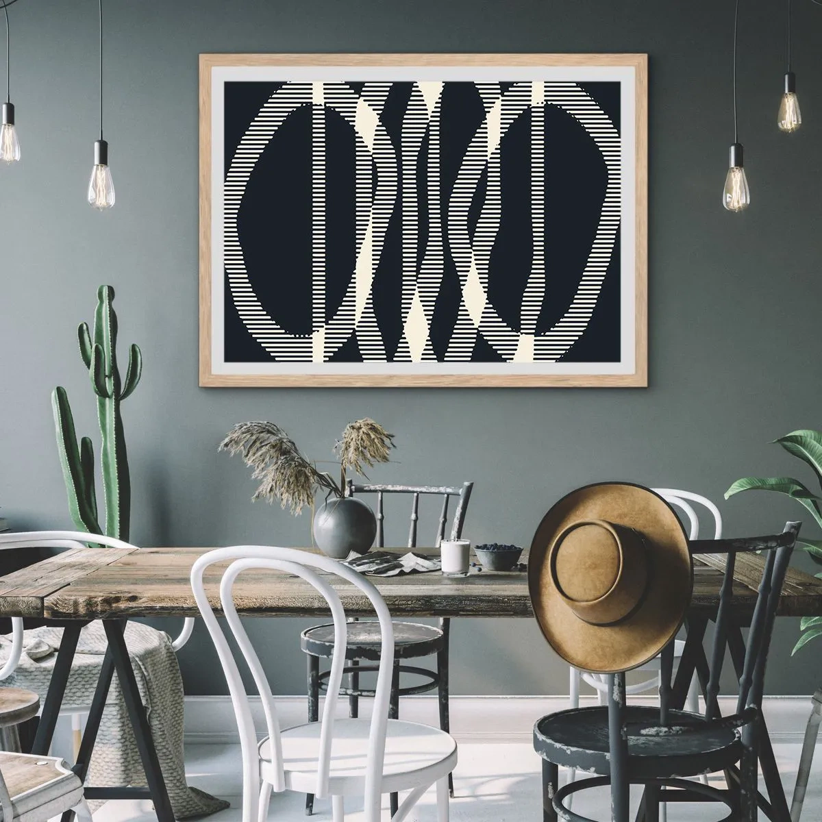 Póster en marco roble claro - Un intento de romper la oscuridad - 100x70 cm