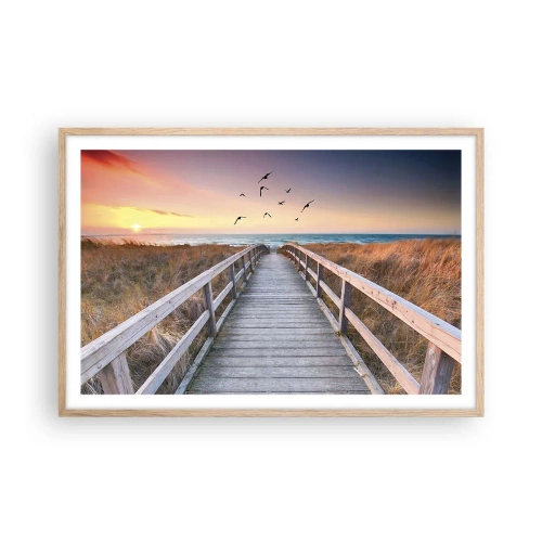 Póster en marco roble claro - Camino a lo desconocido - 91x61 cm