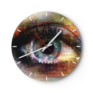 Reloj de pared - Reloj de vidrio - Un ojo artístico en colores intensos y contrastantes. - 30x30cm - Puedes mirar en el alma - Decoración de pared moderna para salón, cocina y dormitorio ARTTOR