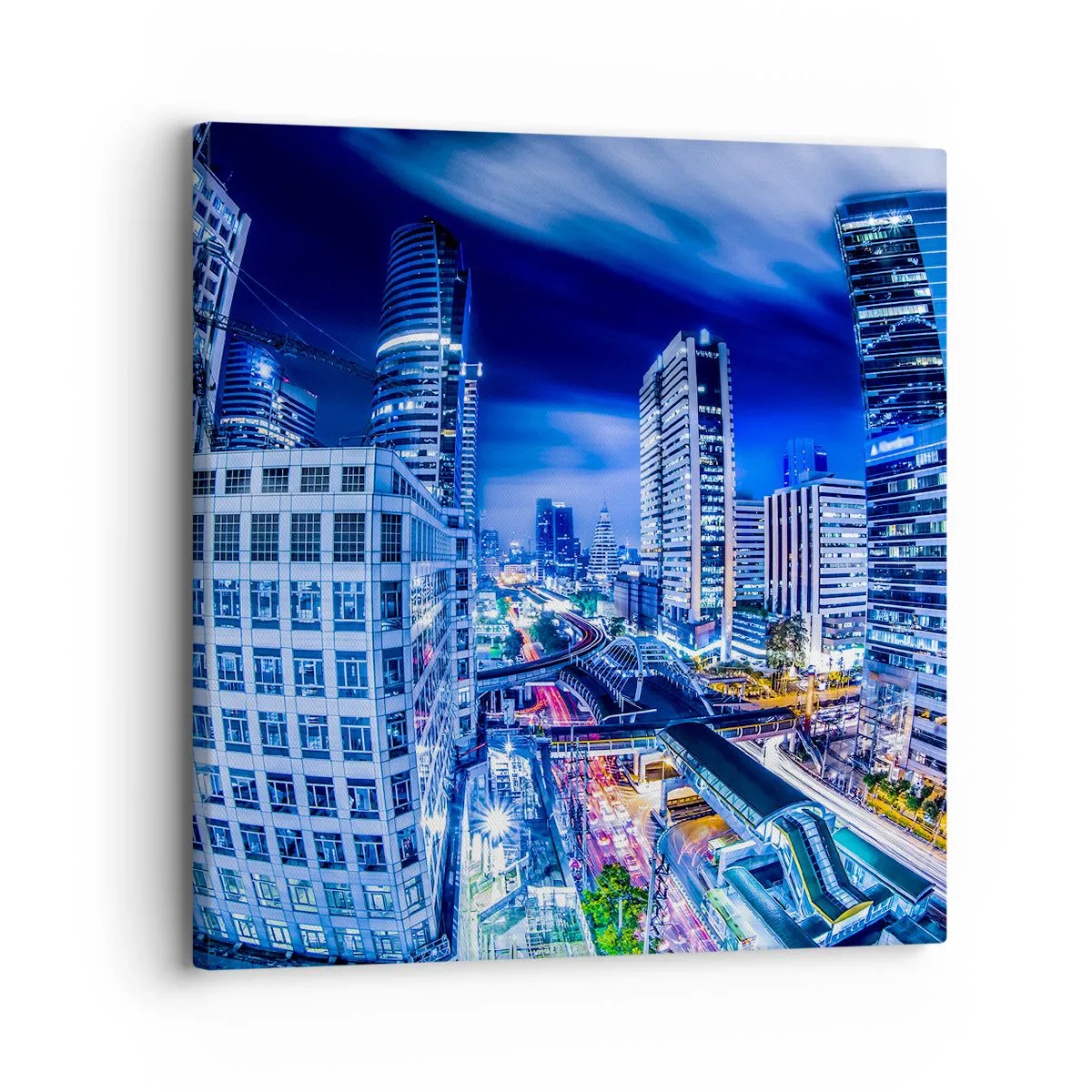Cuadro sobre lienzo - Impresión de Imagen - Ritmos de la ciudad nocturna - 30x30 cm
