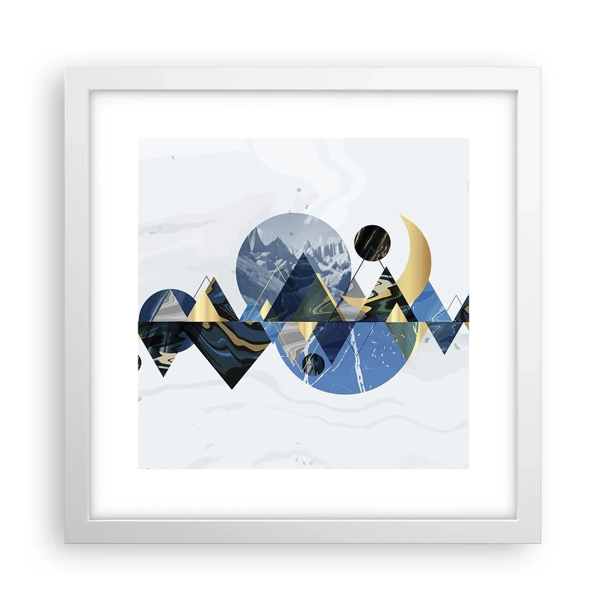 Póster en marco blanco - Paisaje geométrico - 30x30 cm