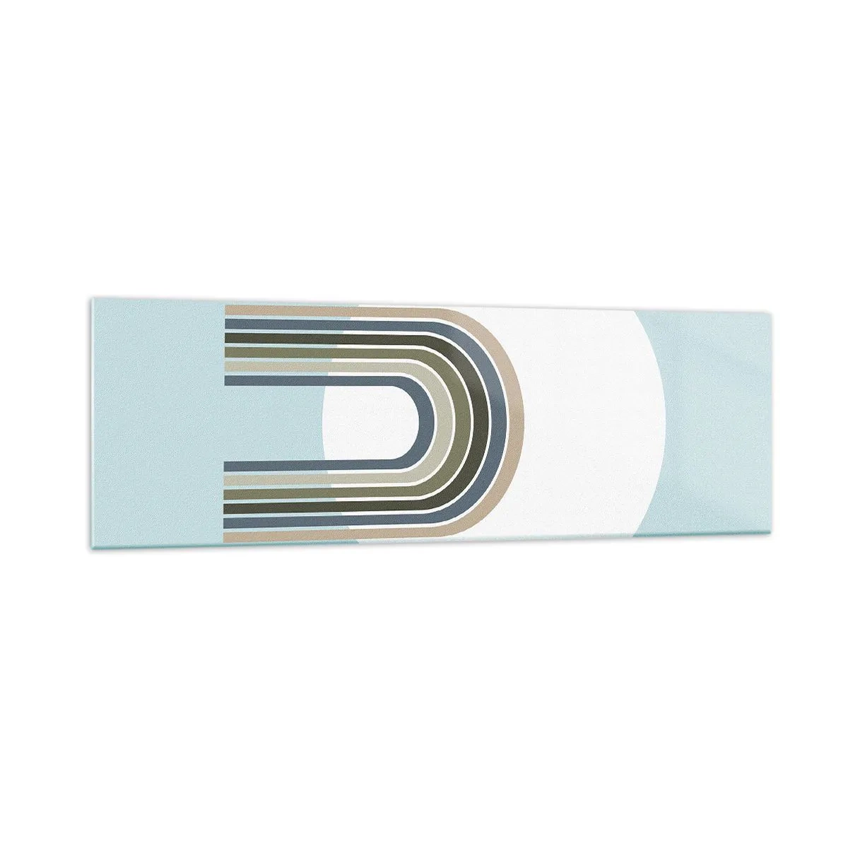 Cuadro sobre vidrio - Impresiones sobre Vidrio - Una composición minimalista con un círculo y líneas sobre un fondo pastel. - 160x50cm - Una atracción irresistible - Decoración de pared moderna para salón y dormitorio ARTTOR