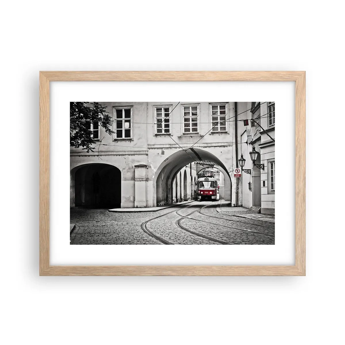 Póster en marco roble claro - A través del laberinto urbano - 40x30 cm