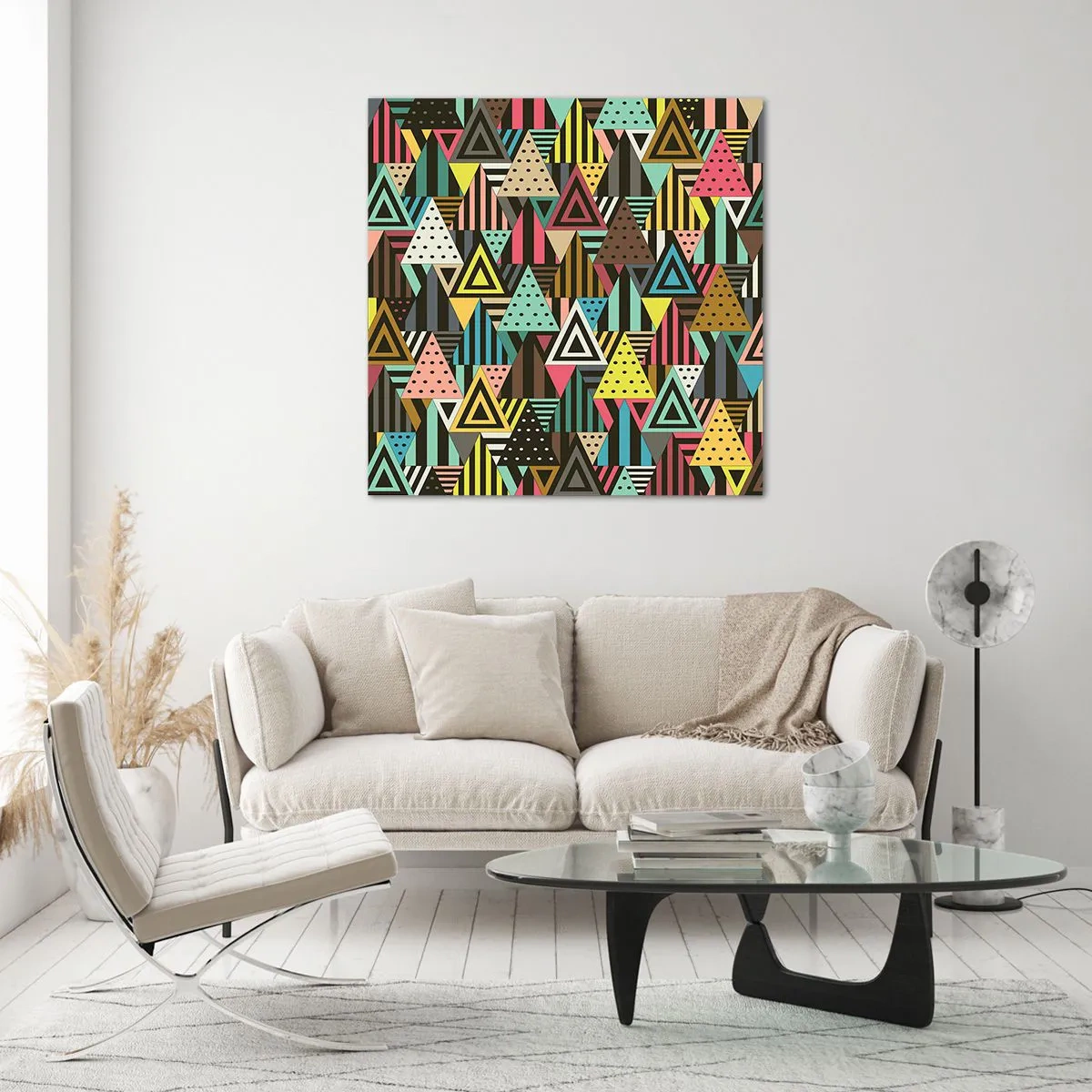 Cuadro sobre vidrio - Impresiones sobre Vidrio - A ritmo de triángulo - 60x60 cm