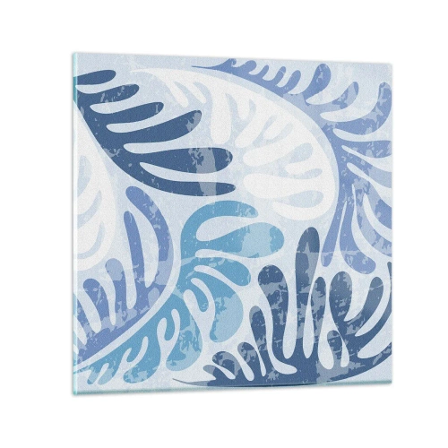 Cuadro sobre vidrio - Impresiones sobre Vidrio - Helechos azules - 30x30 cm