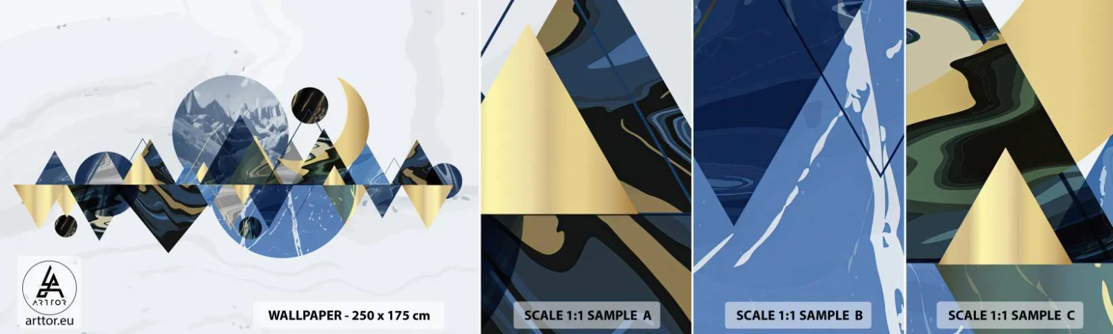 Muestra De Fotomural Standard Eco - Paisaje geométrico - Abstracción, Montañas, Pedazo - 100x30 cm