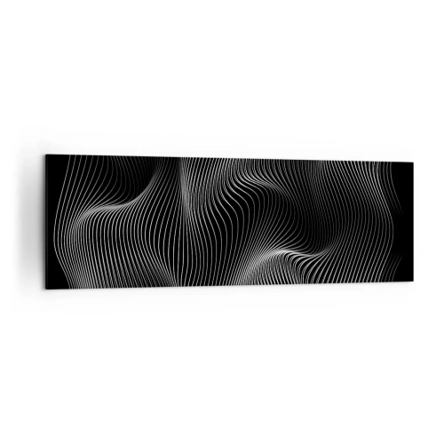 Cuadro sobre lienzo - Impresión de Imagen - Líneas blancas abstractas sobre un fondo negro - 160x50cm - La danza de la luz en el espacio - Decoración de pared moderna para salón y dormitorio ARTTOR