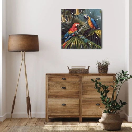 Reloj de pared - Reloj de vidrio - Romanticismo en los trópicos - 30x30 cm