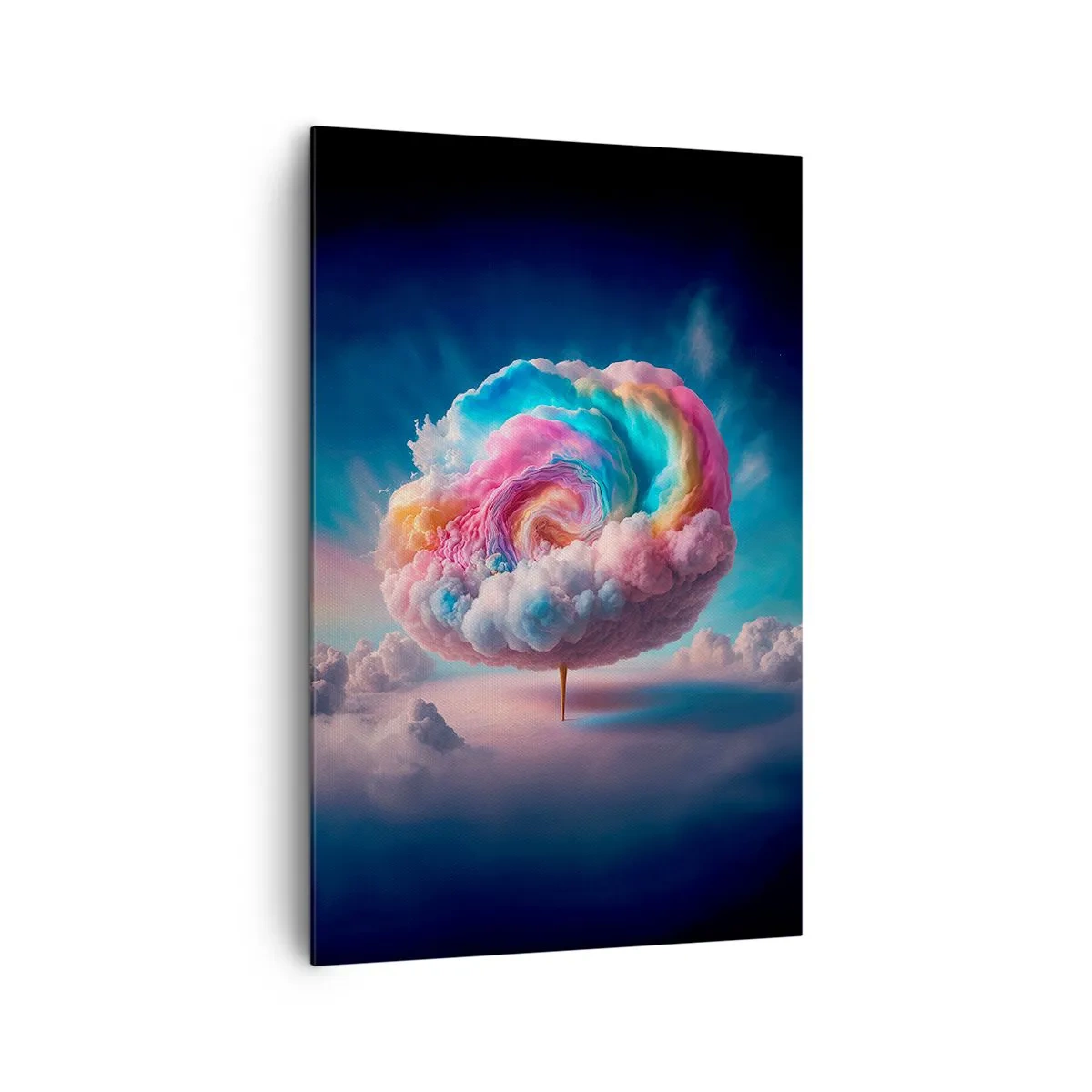 Cuadro sobre lienzo - Impresión de Imagen - Una nube en forma de espiral con colores pastel en el cielo. - 80x120cm - El sueño de un parque de atracciones - Decoración de pared moderna para salón y dormitorio ARTTOR