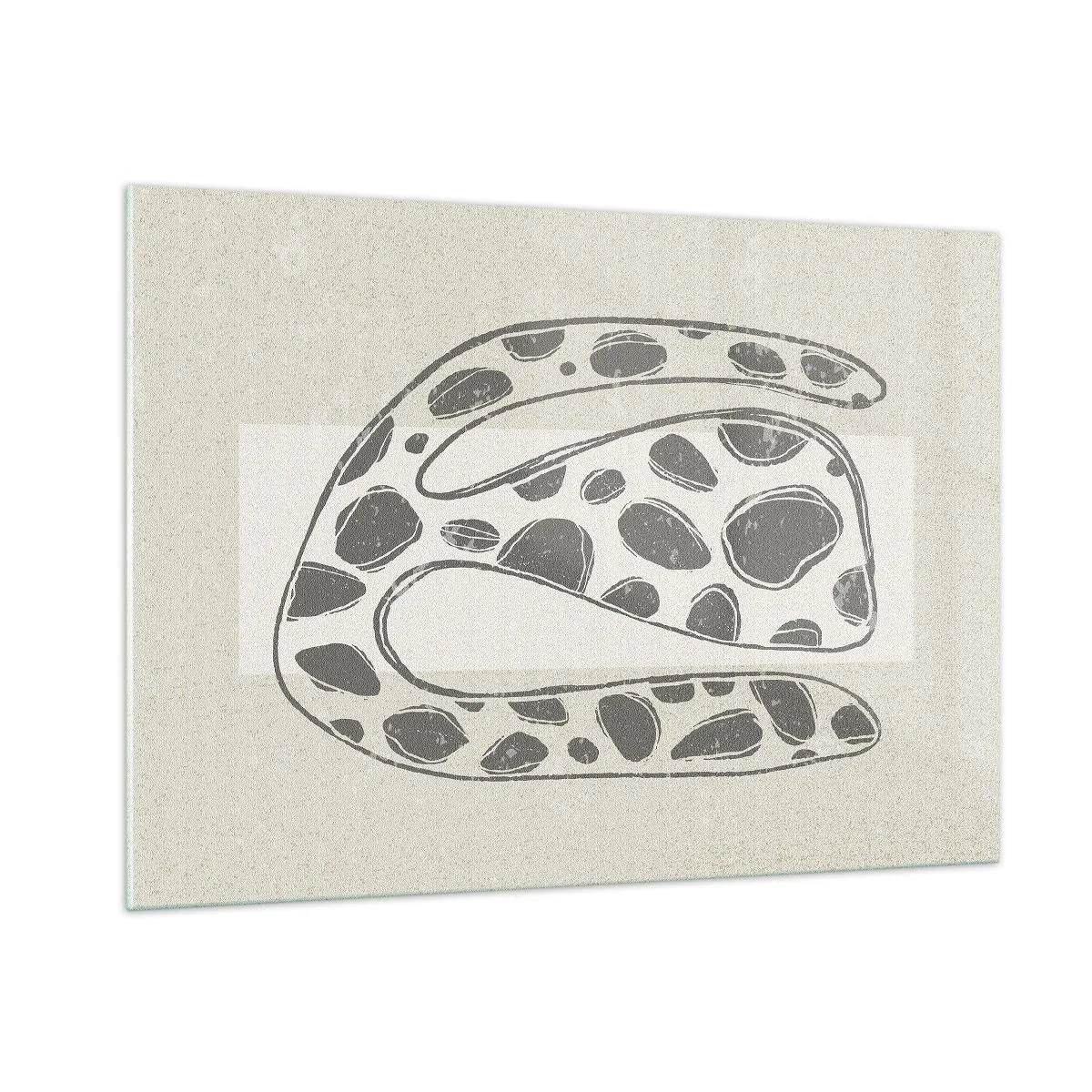 Cuadro sobre vidrio - Impresiones sobre Vidrio - Una forma orgánica fantasiosa en tonos grises sobre beige. - 100x70cm - Una criatura extraña - Decoración de pared moderna para salón y dormitorio ARTTOR