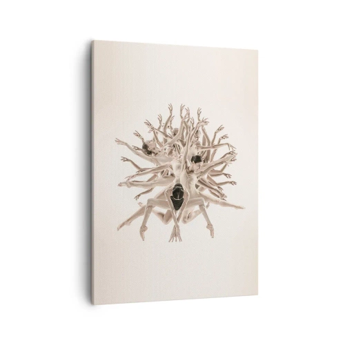 Cuadro sobre lienzo - Impresión de Imagen - Composición abstracta de bailarines en movimiento. - 50x70cm - Floreciendo en la danza - Decoración de pared moderna para salón y dormitorio ARTTOR