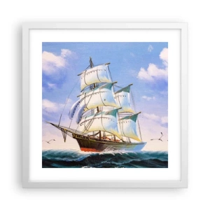 Póster en marco blanco - Orgulloso con el viento - 40x40 cm