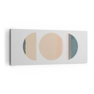 Cuadro sobre lienzo - Impresión de Imagen - Formas geométricas abstractas en colores pastel - 120x50cm - Círculo tras círculo - Decoración de pared moderna para salón y dormitorio ARTTOR