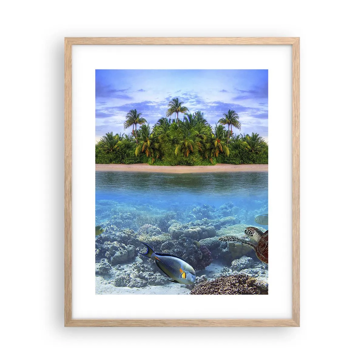 Póster en marco roble claro - Una isla paradisíaca te invita - 40x50 cm