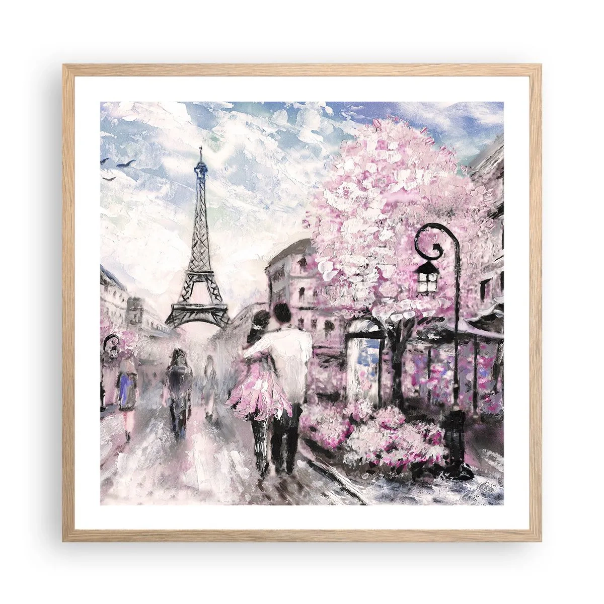 Póster en marco roble claro - La ciudad del amor - 60x60 cm