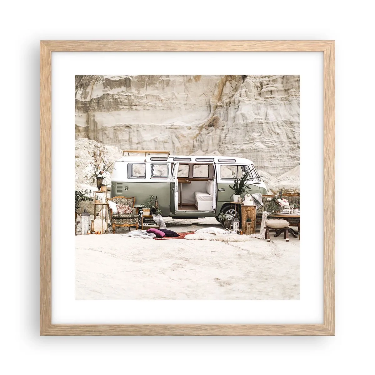 Póster en marco roble claro - Hora de empezar el viaje - 40x40 cm