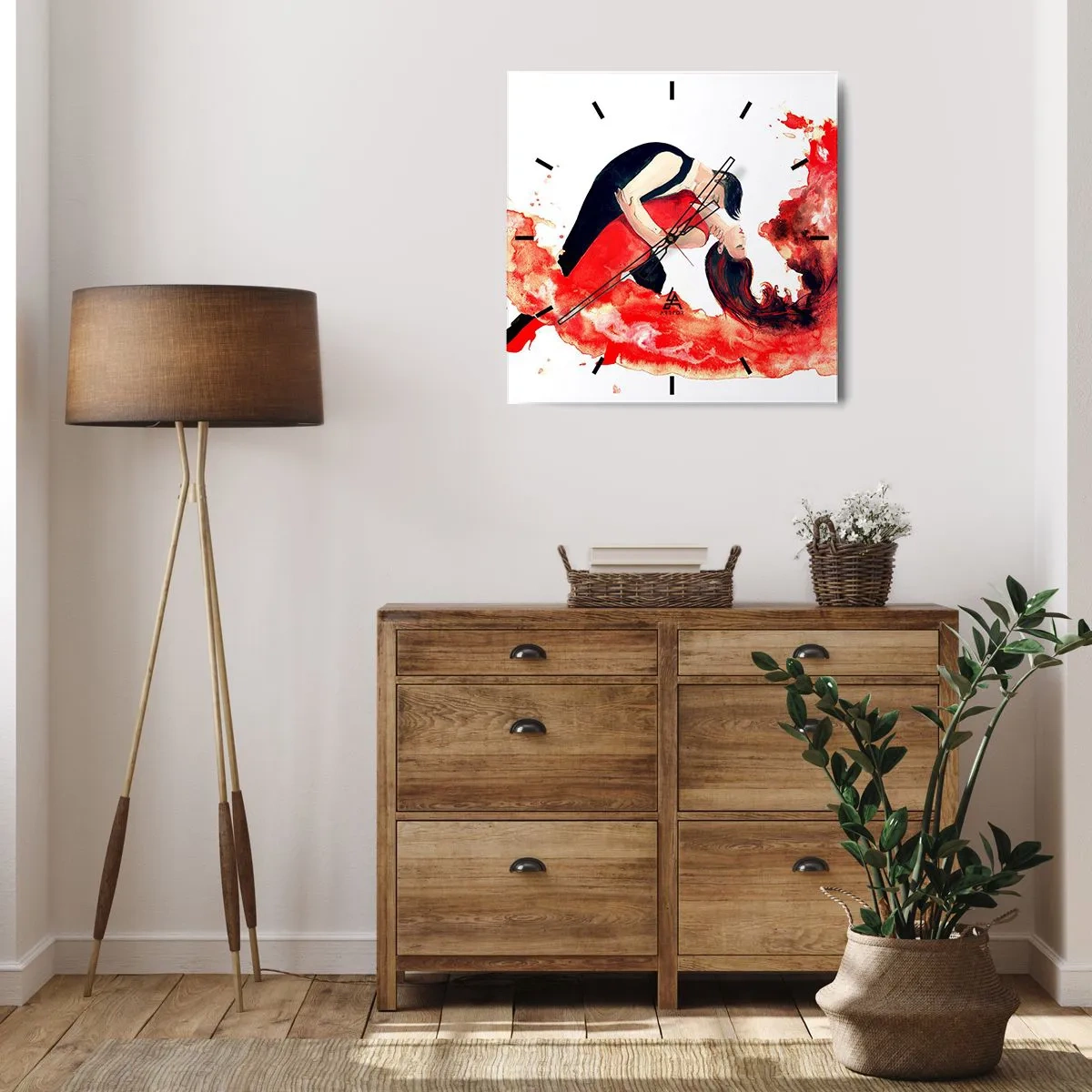 Reloj de pared - Reloj de vidrio - El tango: una ola sensual - 40x40 cm