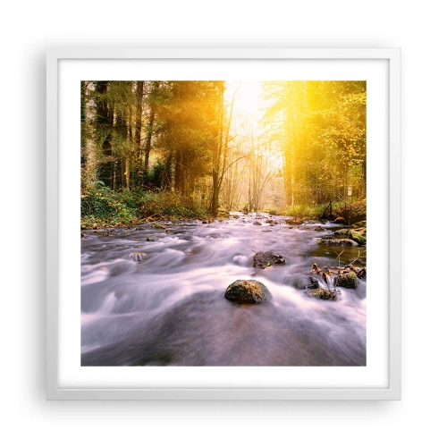 Póster en marco blanco - Malaquita en un marco de plata y oro - 50x50 cm