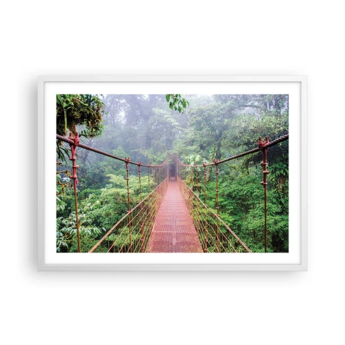 Póster en marco blanco - Suspendido sobre las copas - 70x50 cm