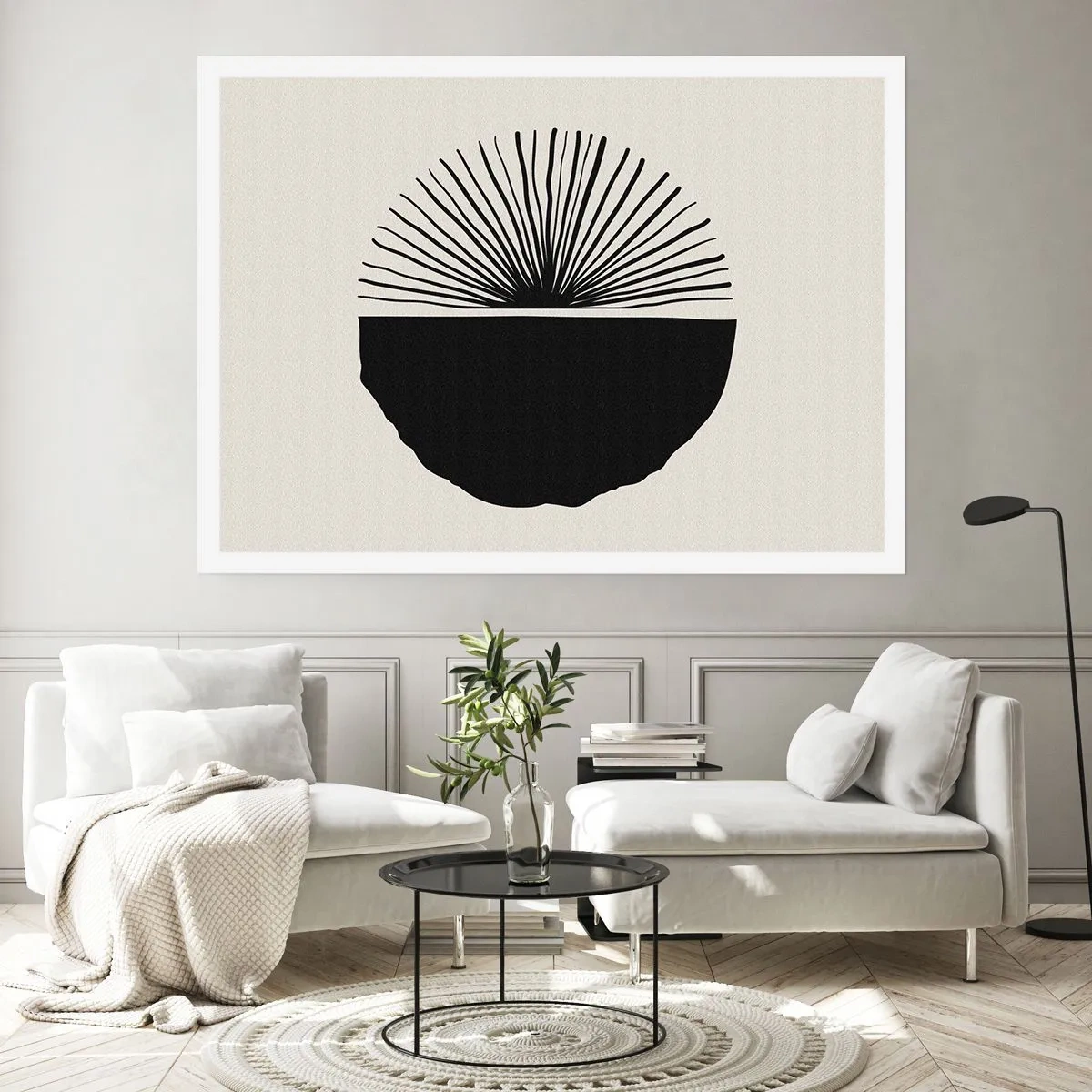 Póster - Motivo negro minimalista sobre fondo claro. - 100x70cm - Un abanico de posibilidades - Decoración de pared moderna para salón y dormitorio ARTTOR