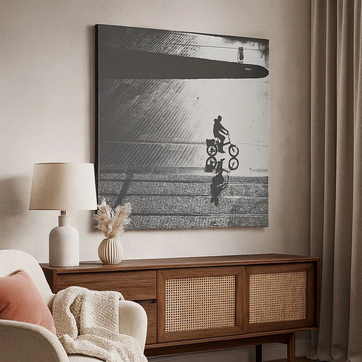 Cuadro sobre lienzo - Impresión de Imagen - Adelante, a través de la ciudad - 30x30 cm