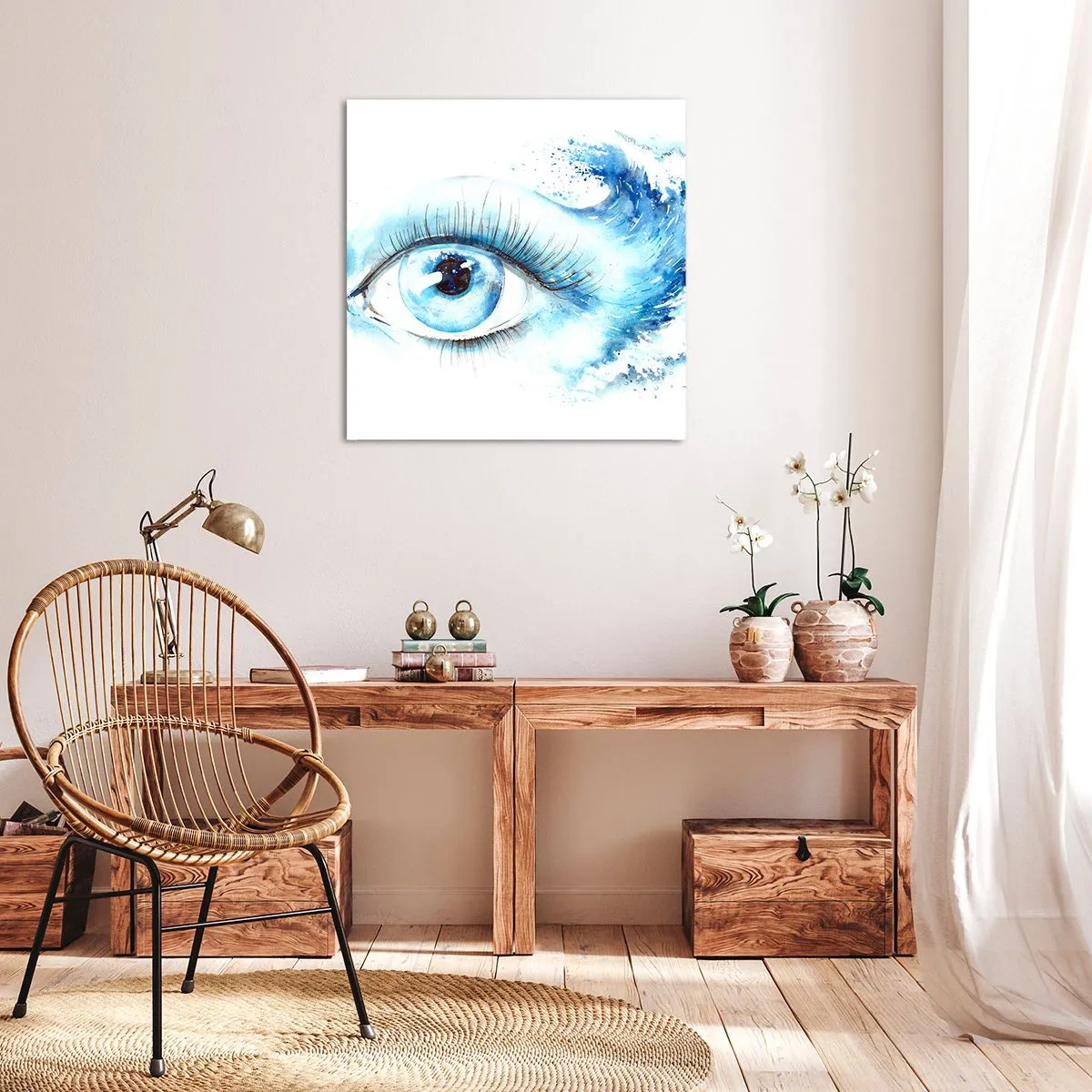 Cuadro sobre lienzo - Impresión de Imagen - Sumérgete en el azul de tu mirada - 30x30 cm