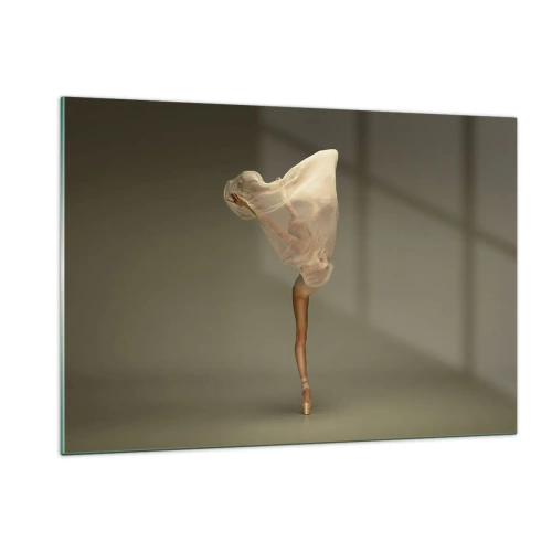 Cuadro sobre vidrio - Impresiones sobre Vidrio - Una bailarina en una pose delicada con el velo levantado. - 120x80cm - A punto de volar - Decoración de pared moderna para salón y dormitorio ARTTOR