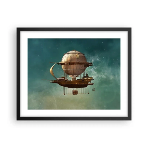 Póster en marco negro - Julio Verne saluda - 50x40 cm