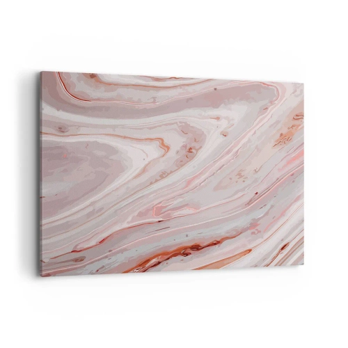 Cuadro sobre lienzo - Impresión de Imagen - Ondas abstractas en delicados tonos rosa y beige. - 100x70cm - Rosa líquido - Decoración de pared moderna para salón y dormitorio ARTTOR