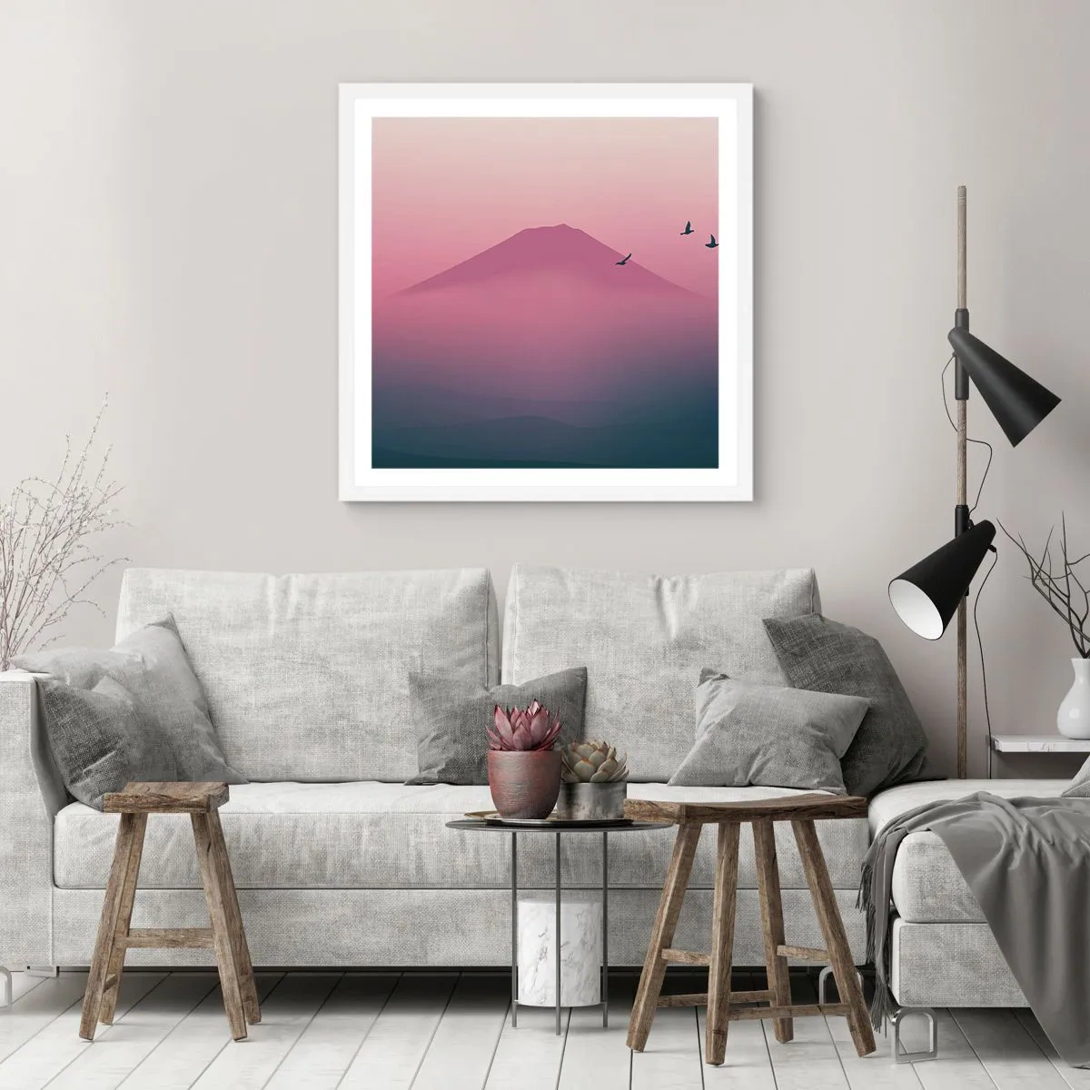Póster en marco blanco - Sobre las nubes - 50x50 cm