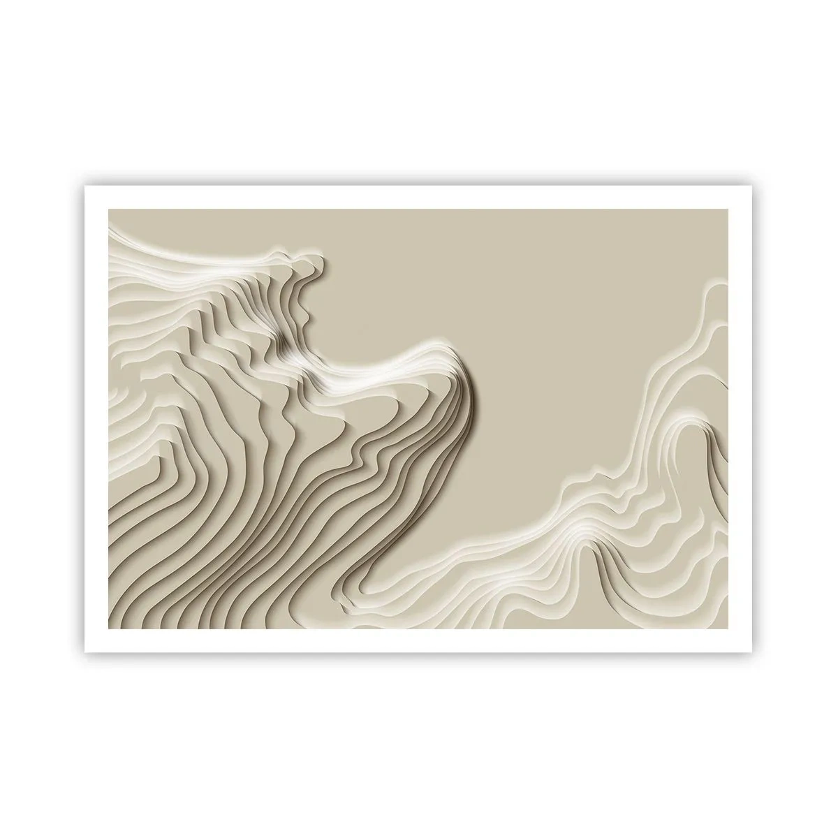 Póster - Un patrón abstracto en tonos beige con efecto lineal. - 100x70cm - Topografía del arte - Decoración de pared moderna para salón y dormitorio ARTTOR