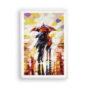 Póster en marco blanco - Juntos a través de la noche y la lluvia - 61x91 cm