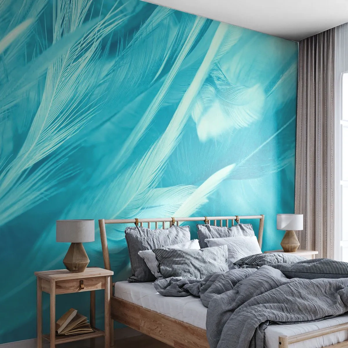 Fotomural Premium Canvas - Un manto real - Pluma de ave, Pájaro, Gráficos - 350x256 cm