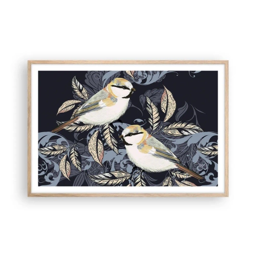 Póster en marco roble claro - En la copa del árbol - 91x61 cm