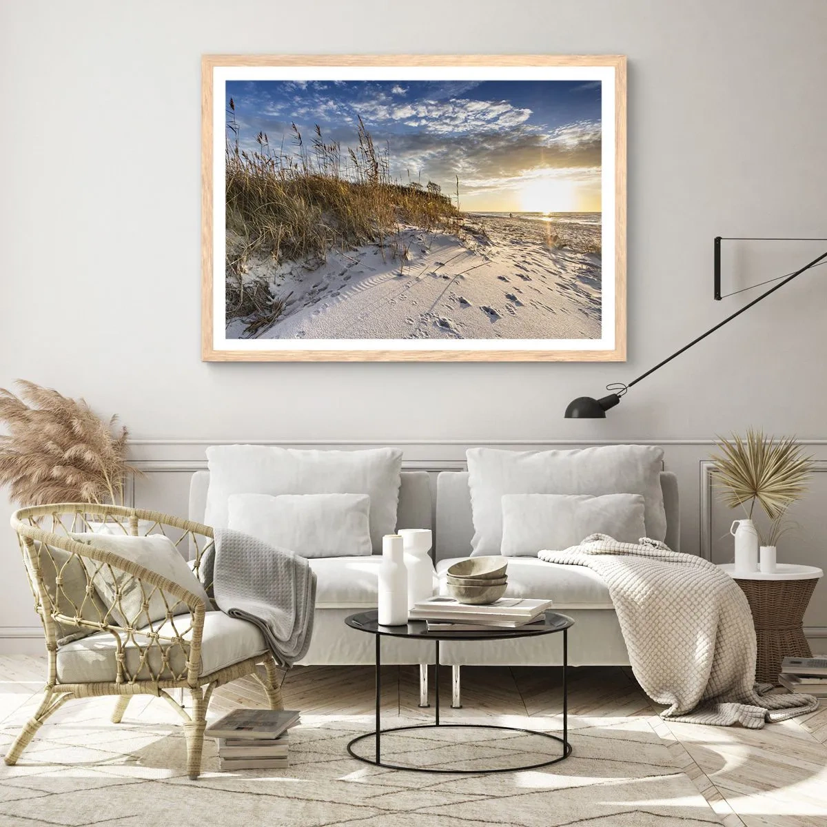 Póster en marco roble claro - Invitación a un paseo - 70x50 cm