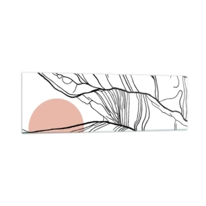 Cuadro sobre vidrio - Impresiones sobre Vidrio - Líneas minimalistas con acento geométrico. - 160x50cm - En una red de ramas - Decoración de pared moderna para salón y dormitorio ARTTOR