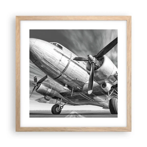 Póster en marco roble claro - Siempre listo para volar - 40x40 cm