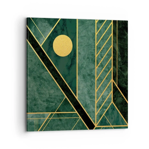 Cuadro sobre lienzo - Impresión de Imagen - La dinámica del oro y el azul - 70x70 cm