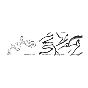 Muestra de fotomural autoadhesivo Deluxe Sticker - Plumón de algodón - Algodón, Minimalismo, Contorno - 100x30 cm