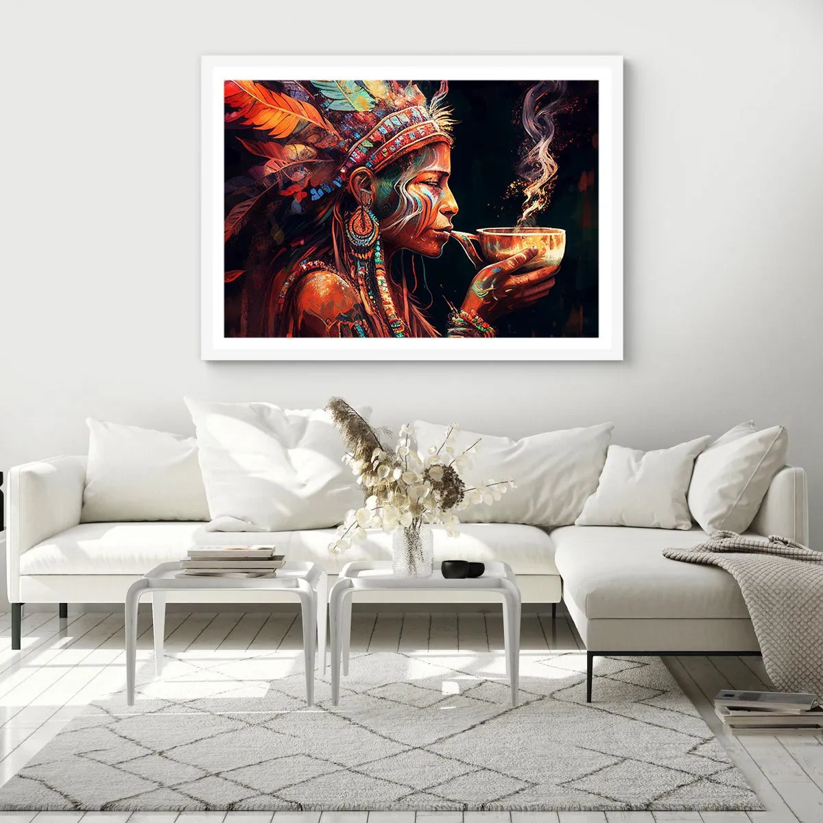 Póster en marco blanco - Un ritual mágico - 100x70 cm