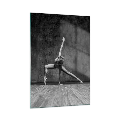 Cuadro sobre vidrio - Impresiones sobre Vidrio - Una bailarina en pose artística. - 50x70cm - Equilibrio perfecto - Decoración de pared moderna para salón y dormitorio ARTTOR