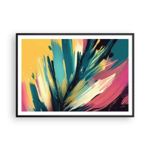 Póster en marco negro - Una composición abstracta en colores intensos y contrastantes. - 100x70cm - Composición - una explosión de alegría - Decoración de pared moderna para salón y dormitorio ARTTOR