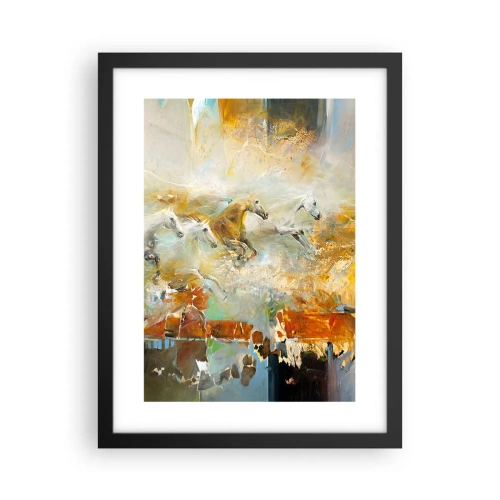 Póster en marco negro - Galopando a través de la luz - 30x40 cm