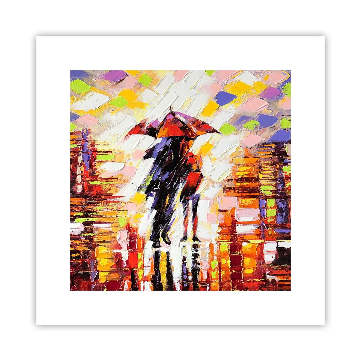 Póster - Juntos a través de la noche y la lluvia - 30x30 cm