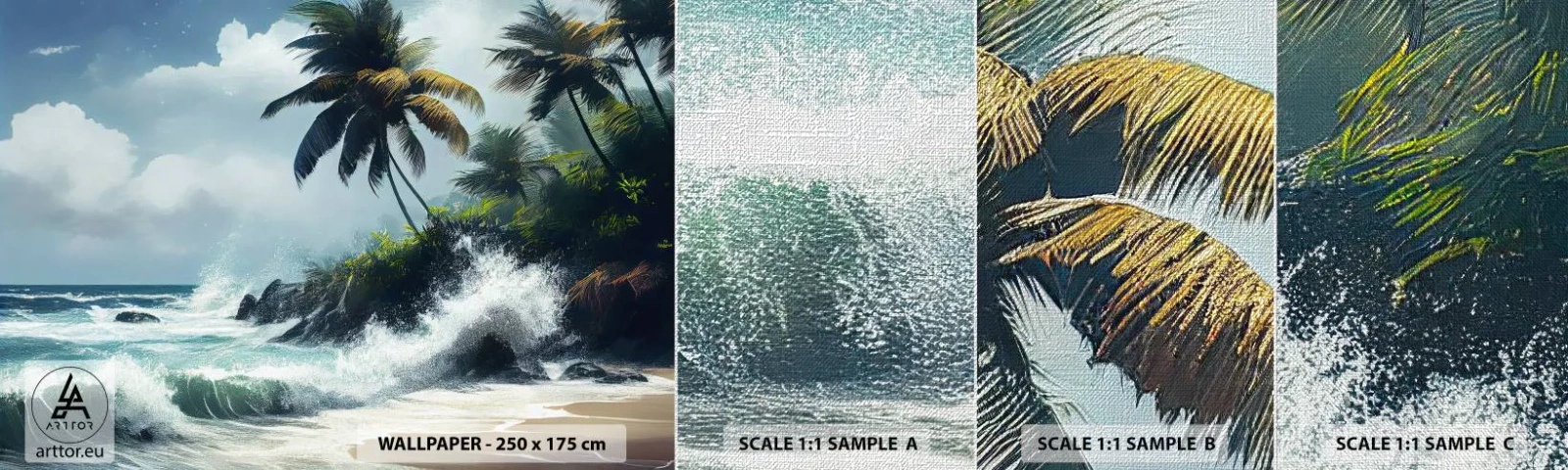 Muestra de fotomural Premium Canvas - En una costa tropical - Playa, Tropical, Palmera - 100x30 cm