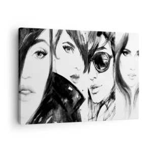 Cuadro sobre lienzo - Impresión de Imagen - Retratos elegantes de mujeres en tonos monocromáticos. - 70x50cm - La belleza multiplicada - Decoración de pared moderna para salón y dormitorio ARTTOR