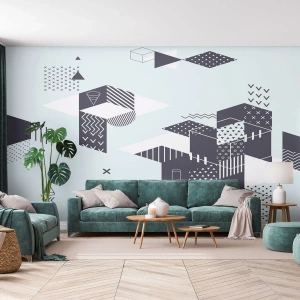 Fotomural Premium Sand - Abstracción geométrica moderna - 100x70cm - Las matemáticas en el alma - Decoración de pared moderna para salón y dormitorio ARTTOR