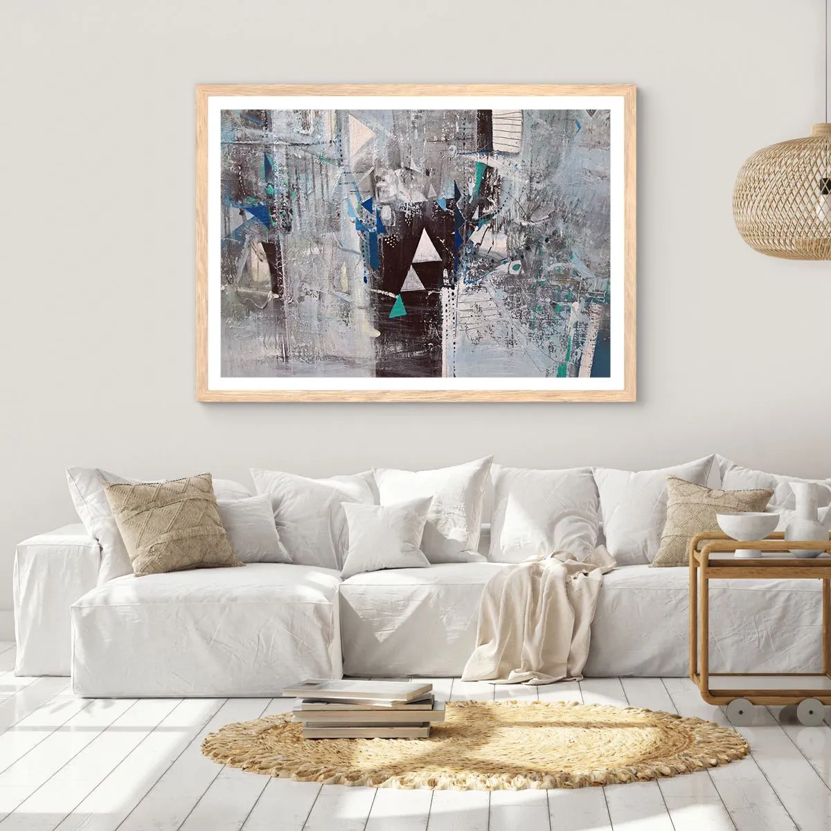 Póster en marco roble claro - El orden superior de los triángulos - 50x40 cm