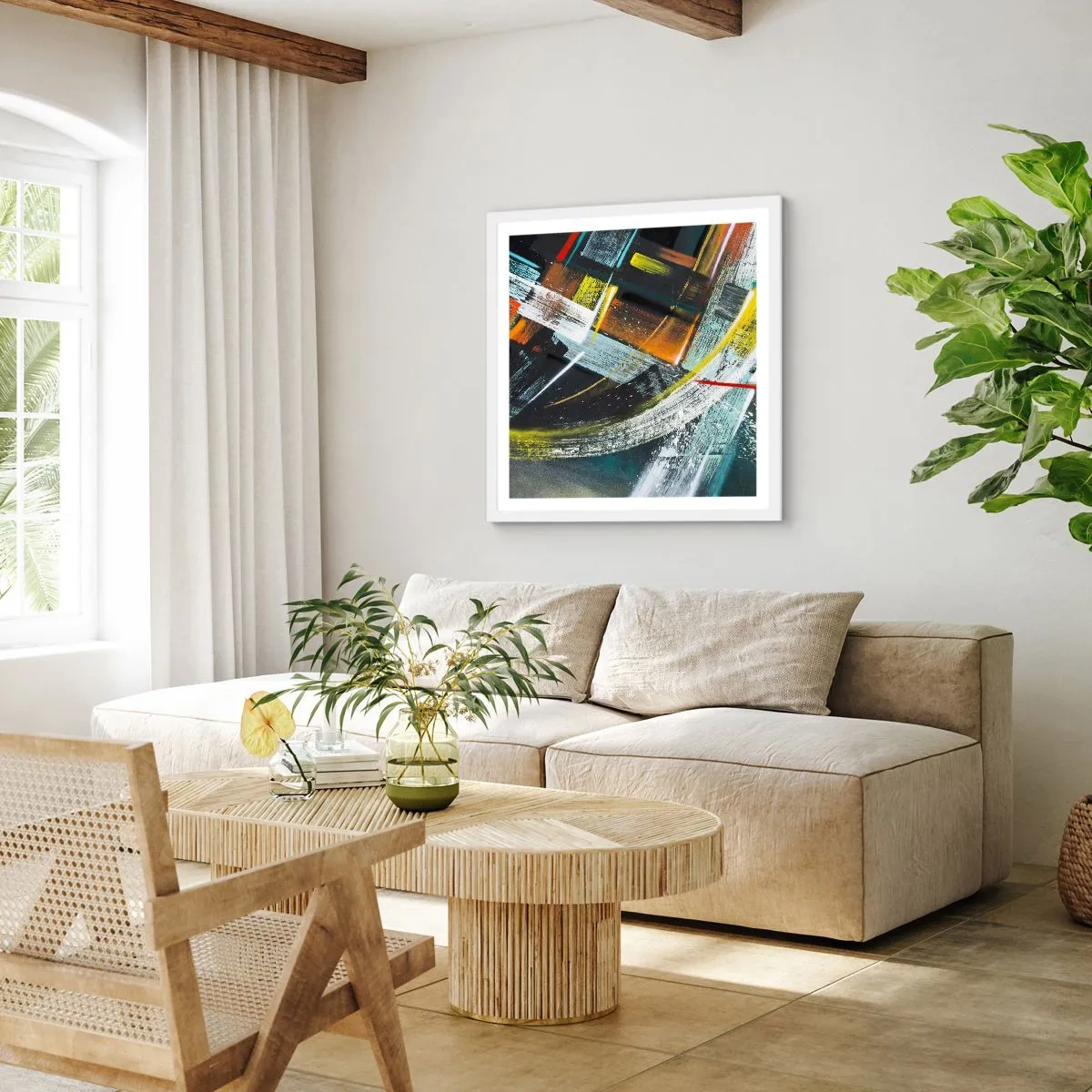 Póster en marco blanco - La energía del movimiento - 40x40 cm