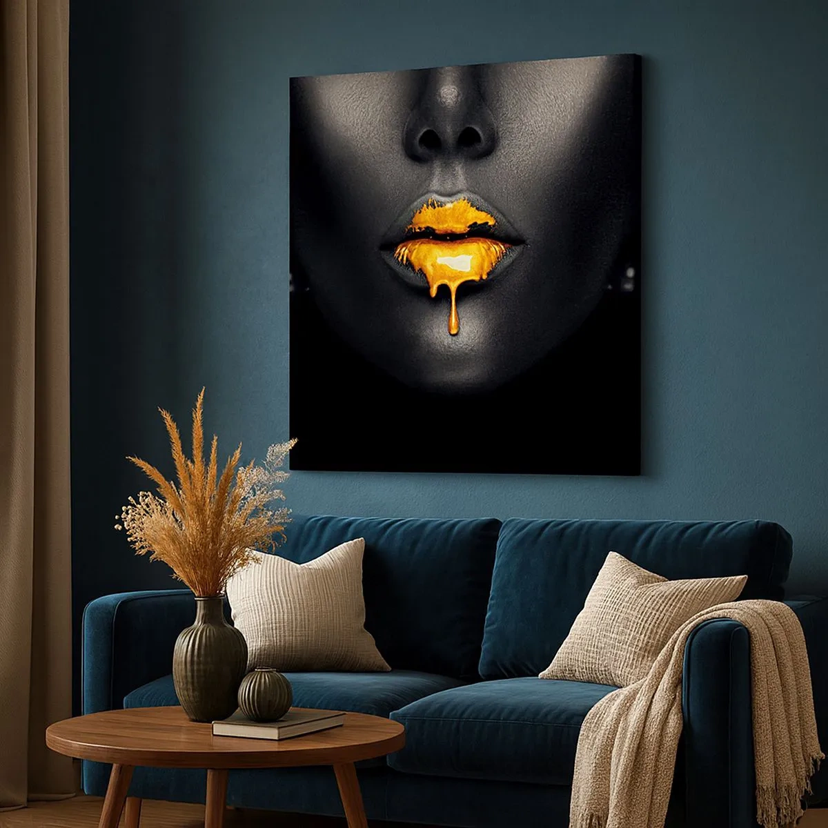 Cuadro sobre lienzo - Impresión de Imagen - Labios de oro - 30x30 cm